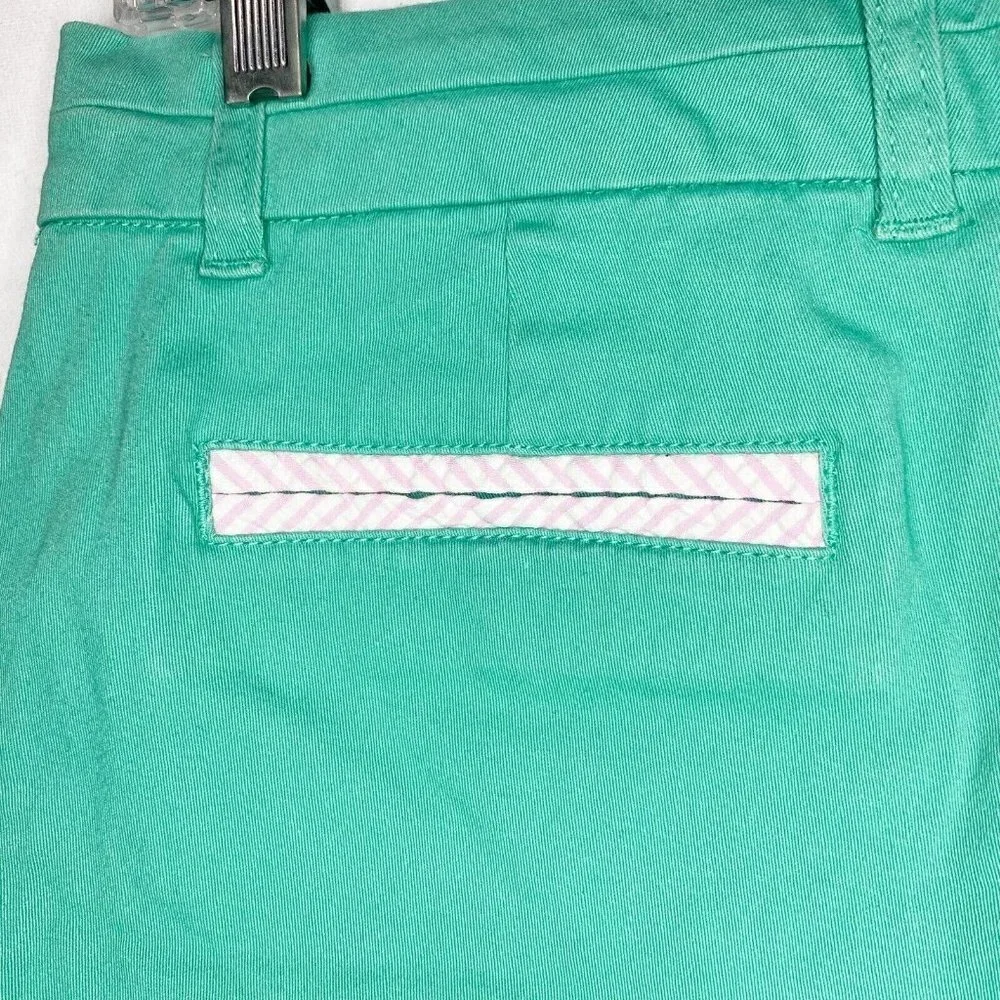 Southern Marsh Womens Sz 0 Brighton Shorts- Chino Seersucker Teal Pink Stretch